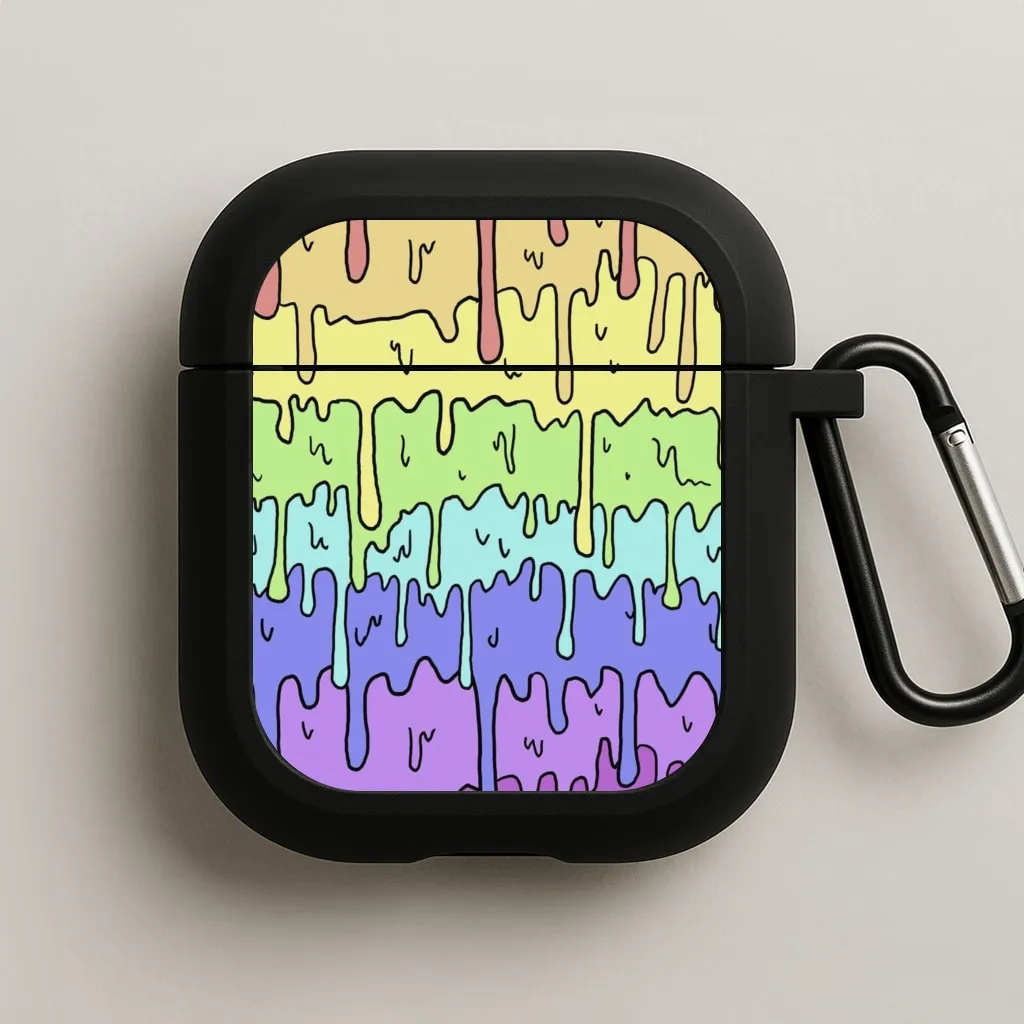 Dripping Rainbow AirPods Case strong flexible earbuds shell