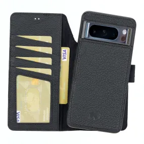 Smooth Coating Carter Detachable Leather Wallet Case ?C Pixel 8 Pro, Pebble Black