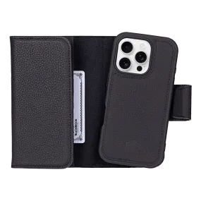 Camera Protection Tudor Tri-Fold Leather Wallet Case ?C iPhone 16 Pro, Pebble Black