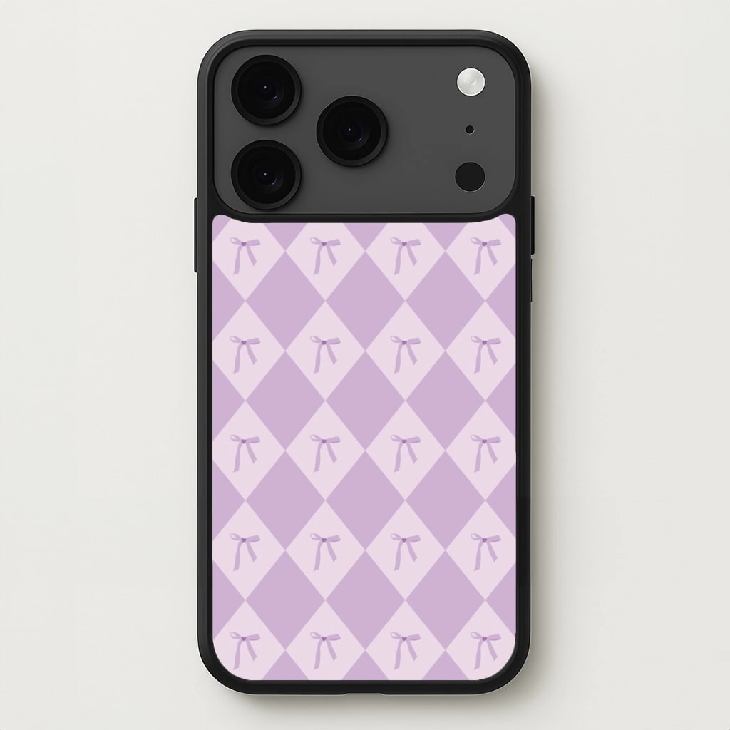 Grip Texture Purple Argyle Coquette Pattern Phone Case