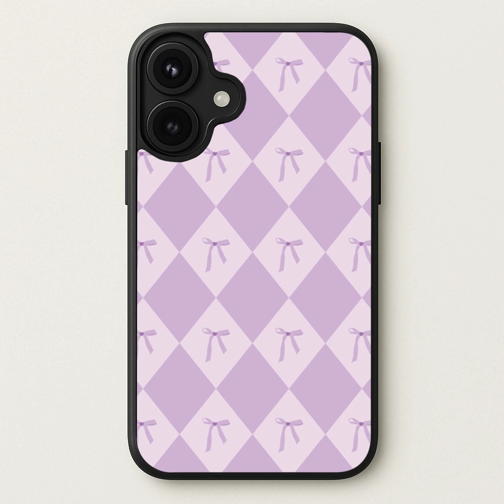 Purple Argyle Coquette Pattern Phone Case Matte Texture Minimal Grip