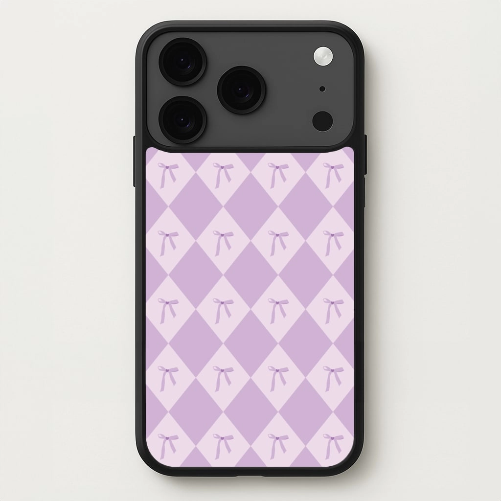 Purple Argyle Coquette Pattern Phone Case Screen Bumper