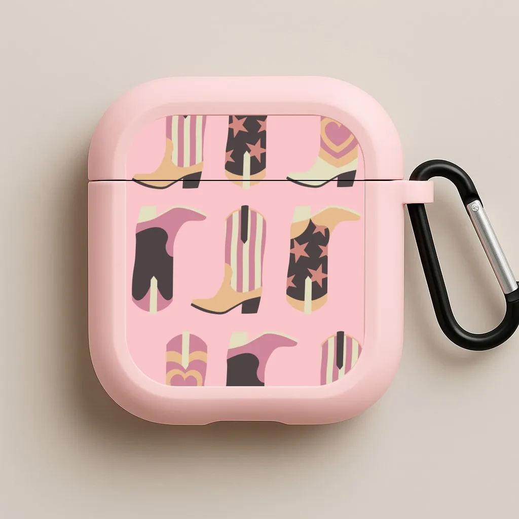 Dusty Pink Cowboy Boots Pattern AirPods Case everyday minimalist protection