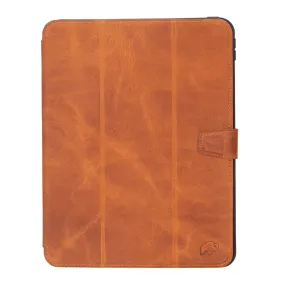 Trigon Leather Folio Case -iPad Pro 11" (2025-M5), Golden Brown textured grip cover