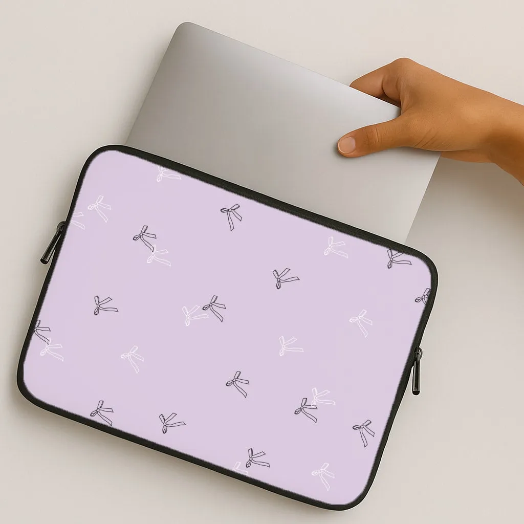 Durable Build Quality Coquette Mini Bows Pattern Purple Laptop Sleeve