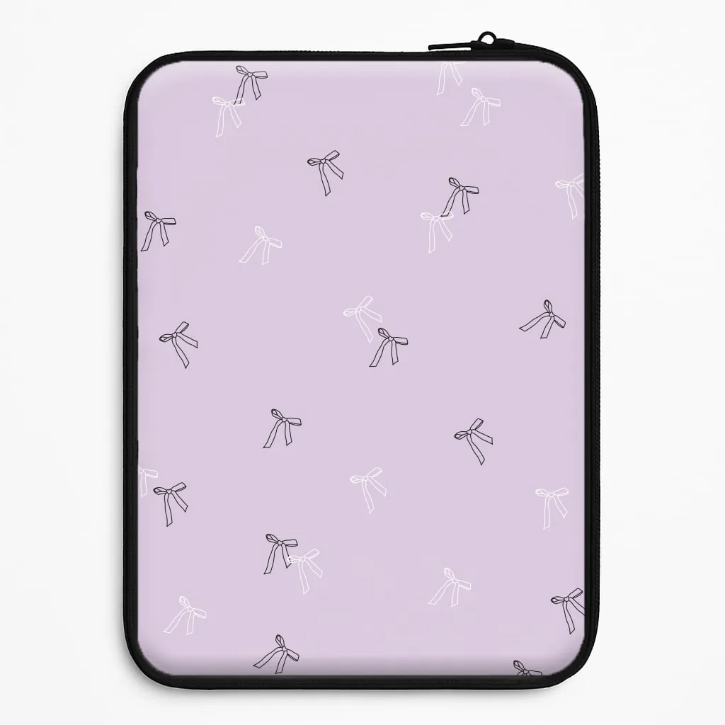 Durable Layer Reusable Material Coquette Mini Bows Pattern Purple Laptop Sleeve