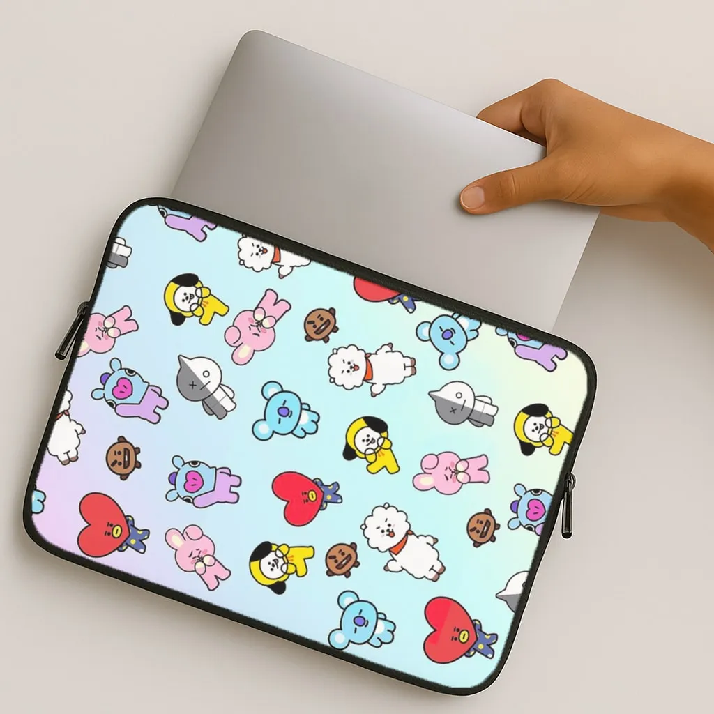 Shock Absorbing Glossy surface BT21 Collage - K Pop Laptop Sleeve