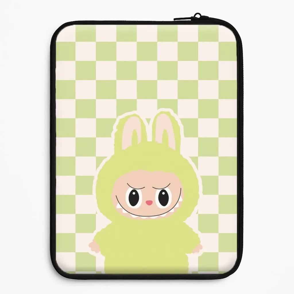 Tough Frame Matte Finish Checkered Cute Green Monster  Laptop Sleeve