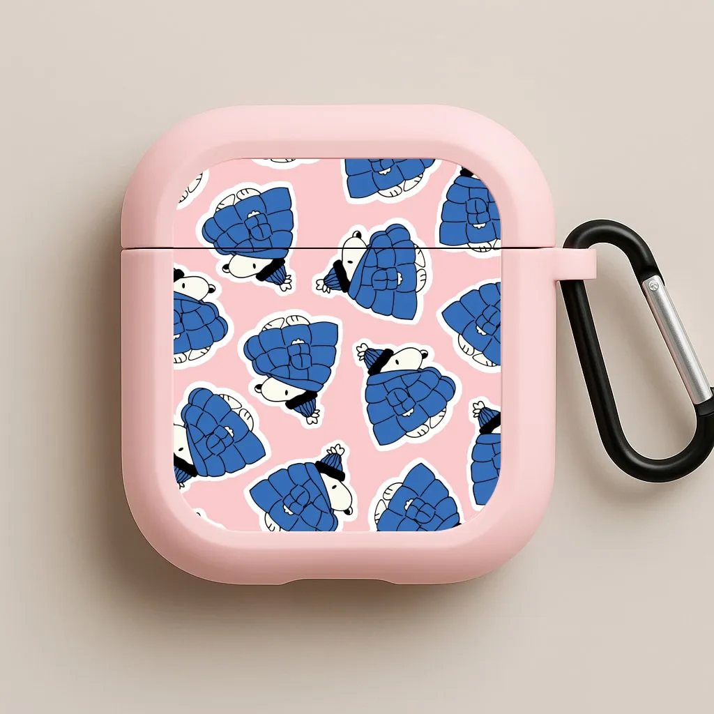 Cartoon Beagle Puffer Jacket Pattern AirPods Case Soft Texture Bag