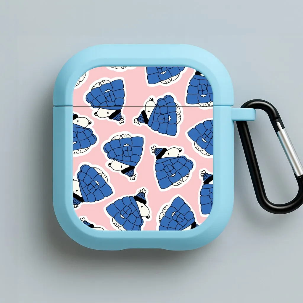 Minimal Rubber Texture Creative Handy Organizer Cartoon Beagle Puffer Jacket Pattern AirPods Case