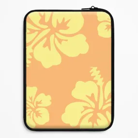 Travel Essential Hybrid Touch Orange And Yellow Hawaiian Flowers Pattern Laptop Sleeve