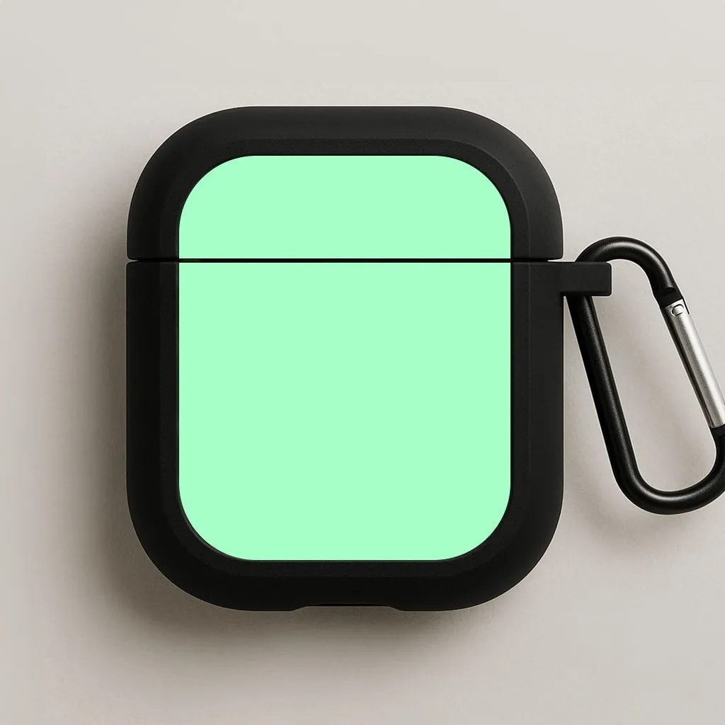 Back To Casics - Pretty Pastels - Plain Green AirPods Case Durable Smooth Shell Durable Silicone Shell