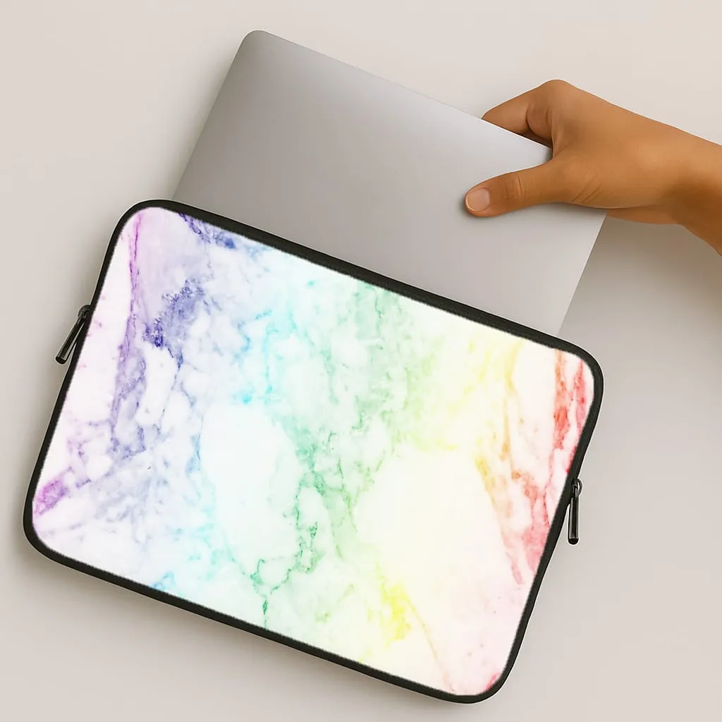 Elegant Craft Polished Texture Rainbow Streak Marble Pattern Laptop Sleeve