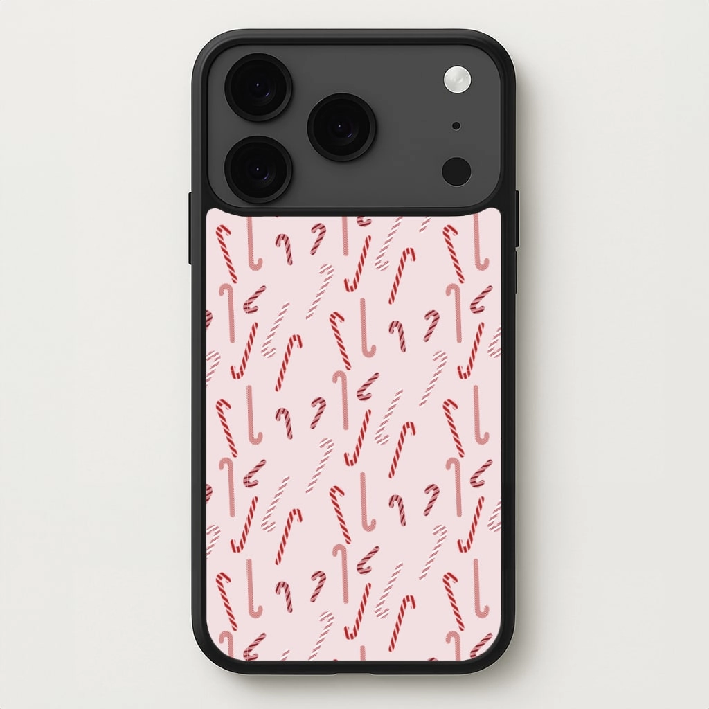 Pink Candycane Christmas Pattern Phone Case Rugged Texture Design