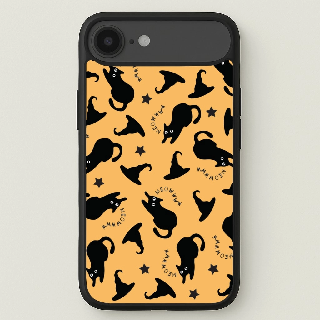 Modern Pattern Style Modern Edge Black Cat And Hats Pattern Phone Case