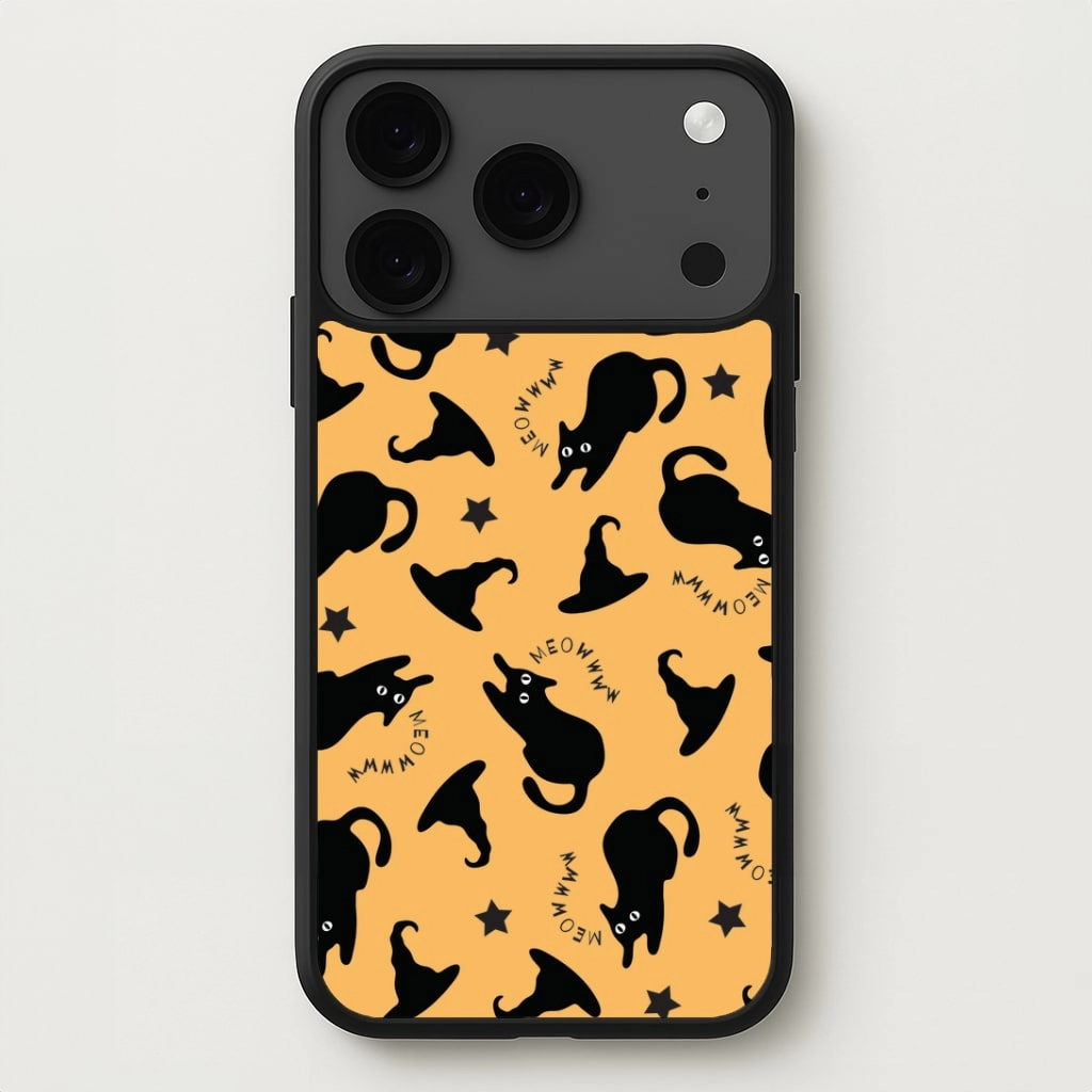 Black Cat And Hats Pattern Phone Case Protective Layer