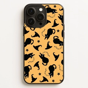 Hand Feel Soft Protection Layer Black Cat And Hats Pattern Phone Case