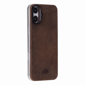 Hand Feel Rohan MagSafe Leather Back Case - iPhone 16, Distressed Coffee