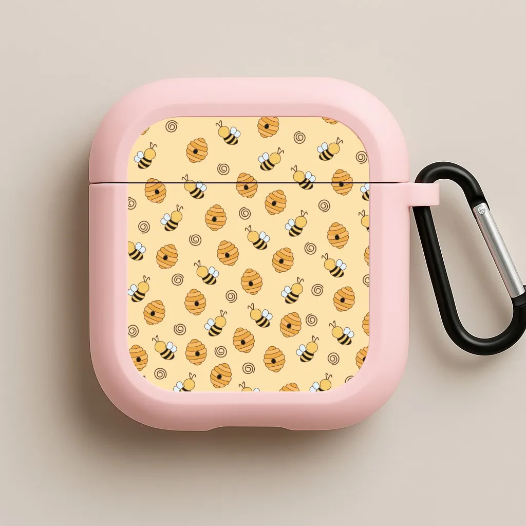 everyday airpods carry clear protective wrap Honey Bees - Spring Patterns AirPods Case