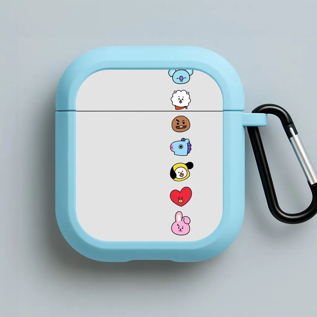 water resistant travel protector BT21 Vertical Faces - K Pop AirPods Case