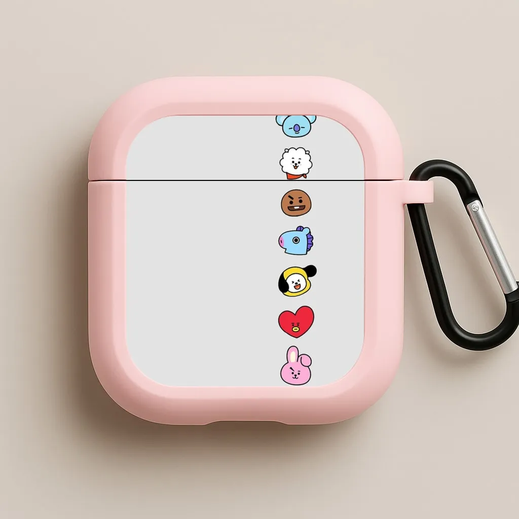 wireless earbuds protector clip durable commuter leather airpods case BT21 Vertical Faces - K Pop AirPods Case