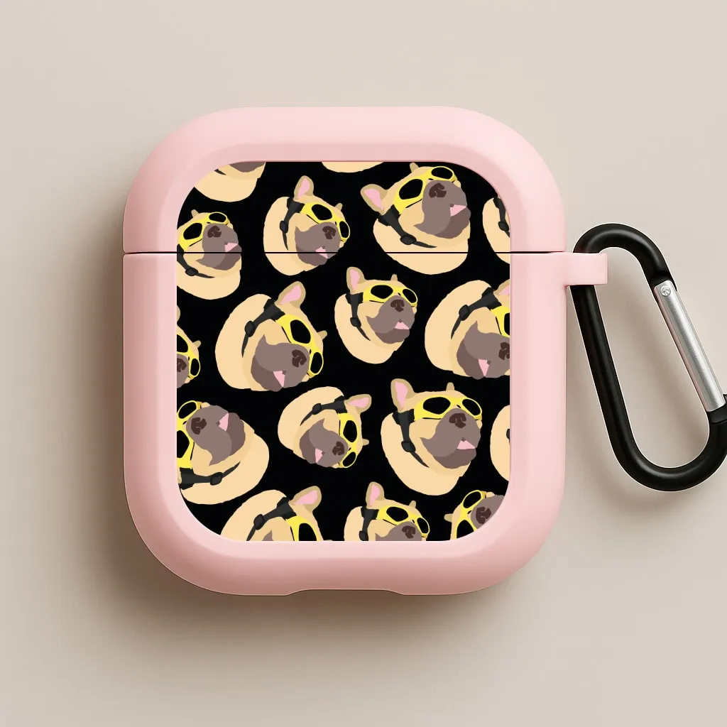 Frenchie With Goggles Pattern AirPods Case compact earbuds case