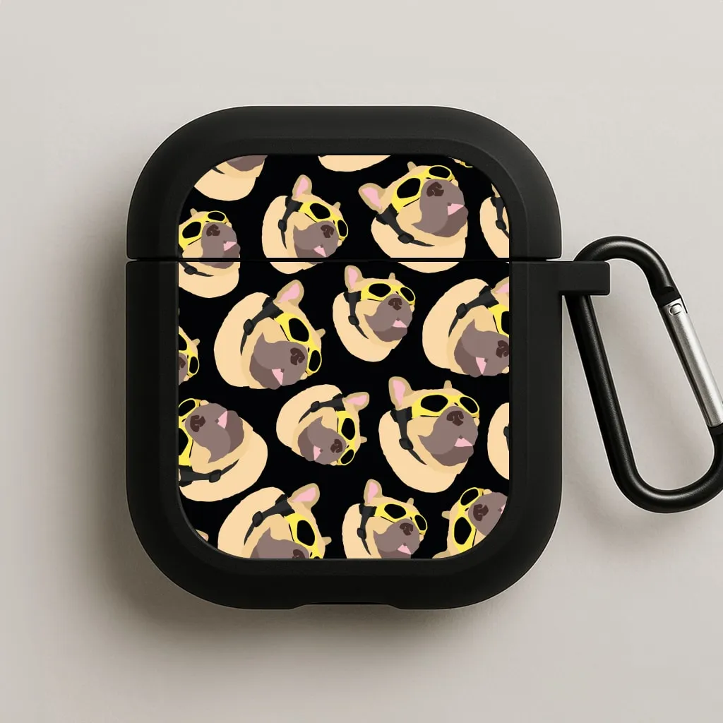 Frenchie With Goggles Pattern AirPods Case minimalist everyday airpods shell grip texture airpods cover