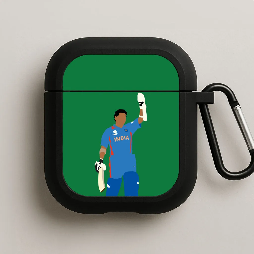 custom printed earbuds case Universal Rubber Organizer Tendulkar - Cricket AirPods Case