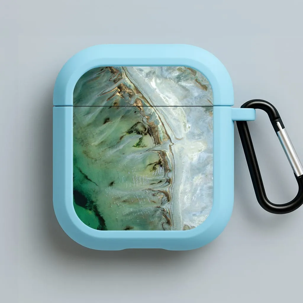 scratch resistant earbuds cover Lightweight Travel Holder Emerald Marble  AirPods Case