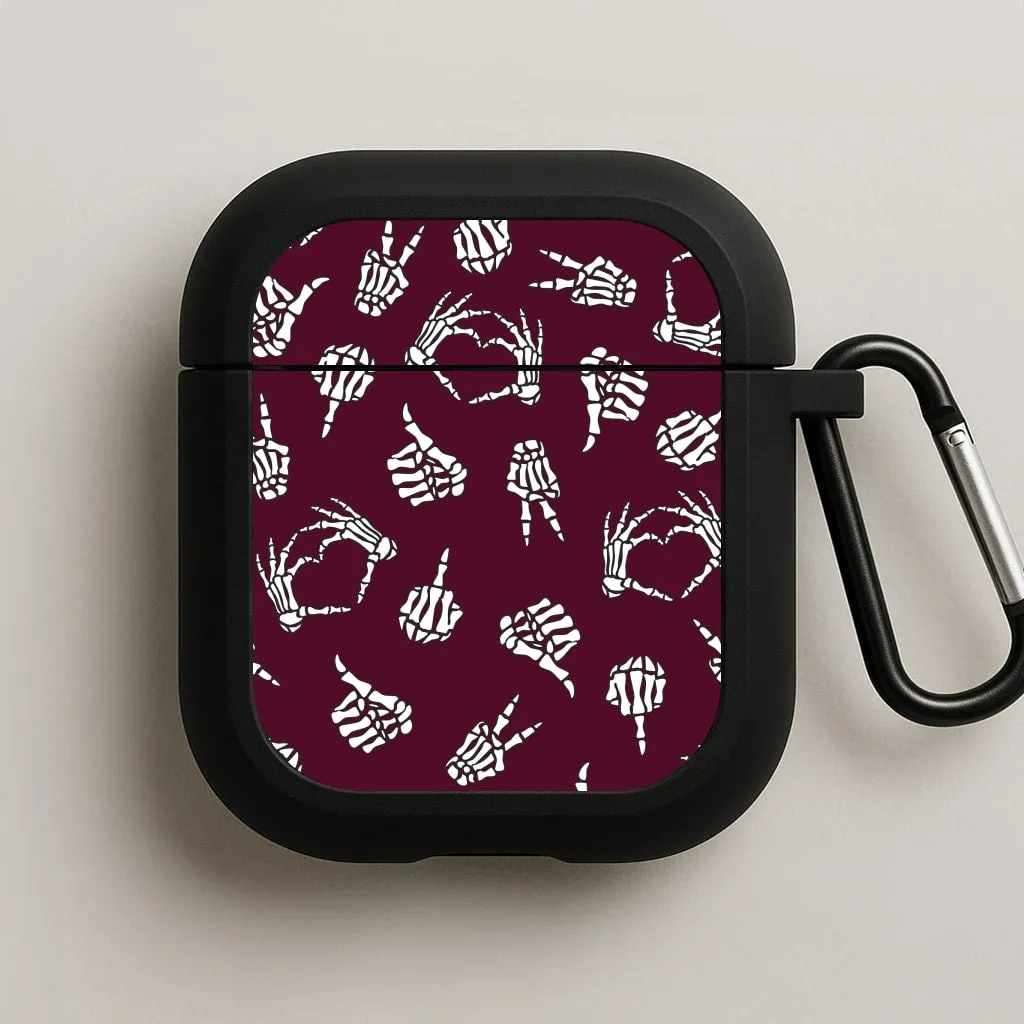 Skeleton Hands Pattern AirPods Case Comfort Touch Cover custom logo silicone airpods shell