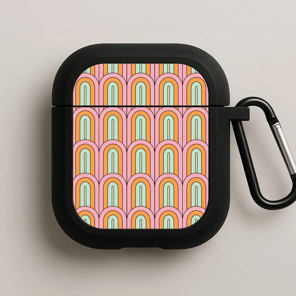 Minimal Rubber Texture Pastel Retro Arches Pattern AirPods Case