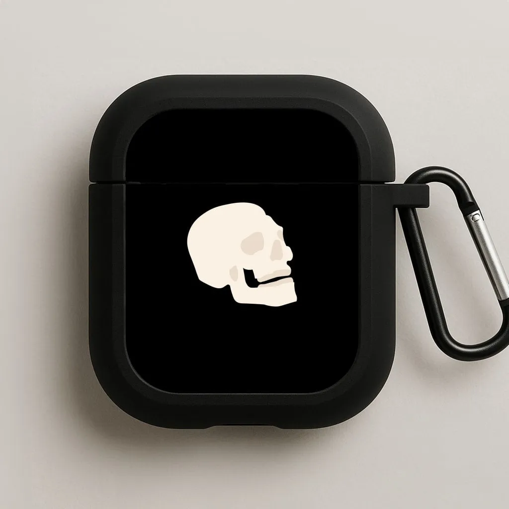 Skull Outline - Halloween AirPods Case leather texture earbuds shell fashion sport airpods protector