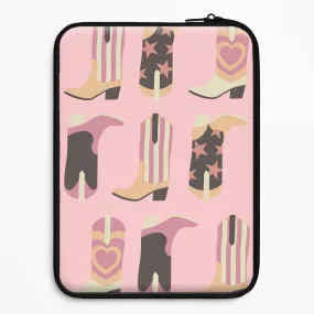 Dusty Pink Cowboy Boots Pattern Laptop Sleeve Smooth Pattern Design Strong material