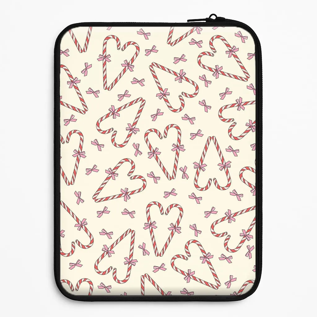 Minimal Design Candy Cane Love Heart Pattern Laptop Sleeve