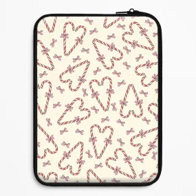 Minimal Design Candy Cane Love Heart Pattern Laptop Sleeve