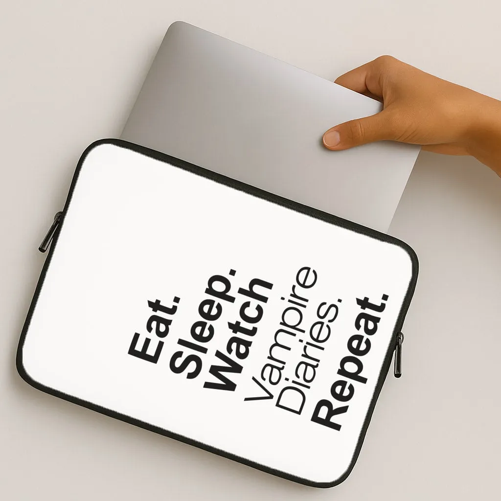 Clear Back Outdoor Travel Eat Sleep Watch VPD Repeat Laptop Sleeve