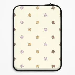 Miniature Teddy Bear Faces Pattern Laptop Sleeve Heat resistant Elegant Detail