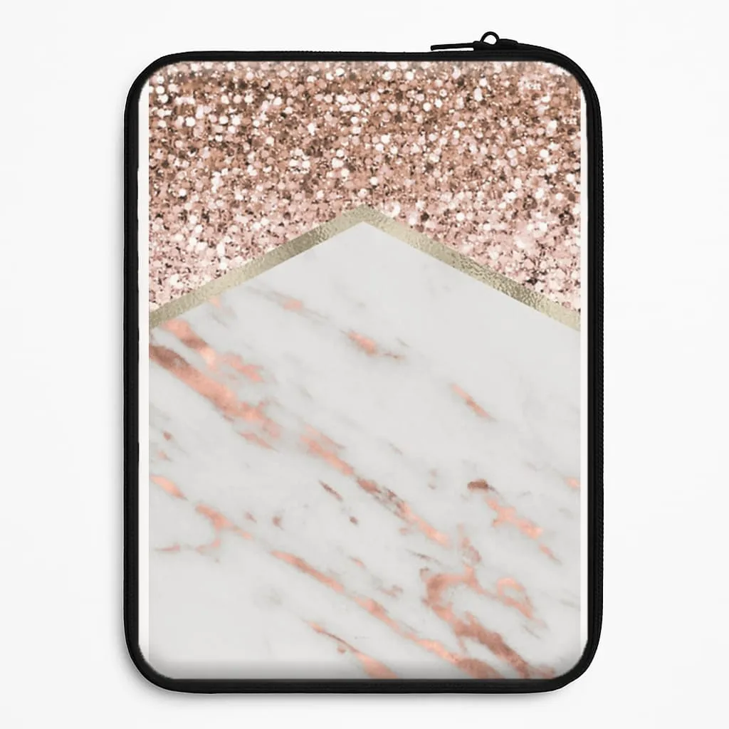 Comfort Layer Texture Rose Gold Marble & Glitter Laptop Sleeve
