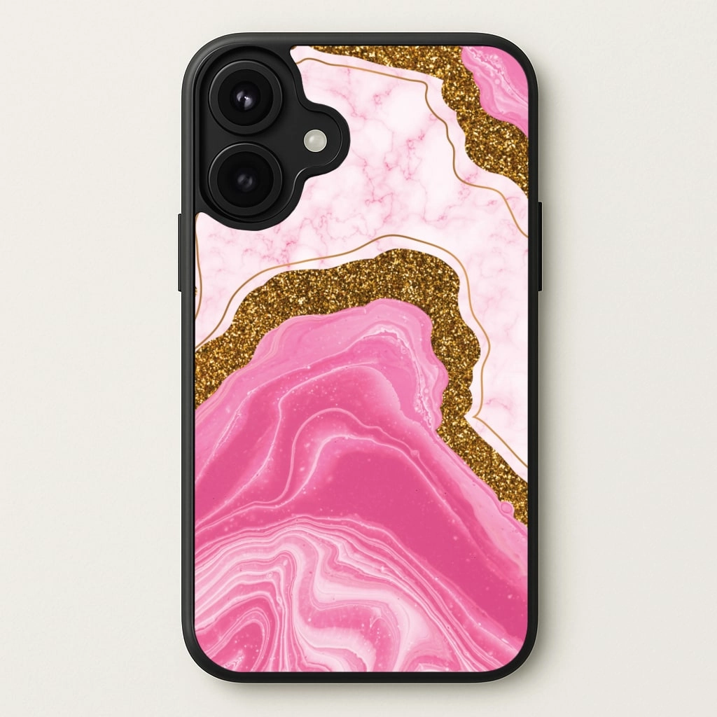 Durable Quality Marble Rock Veins And Glitter Phone Case