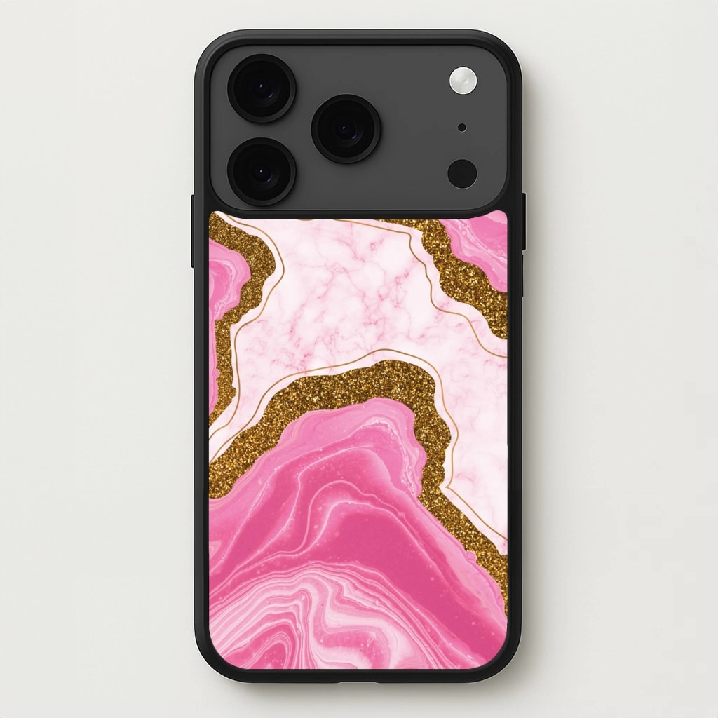 Soft Detail Layer Vivid Design Texture Marble Rock Veins And Glitter Phone Case