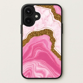 Durable Quality Marble Rock Veins And Glitter Phone Case