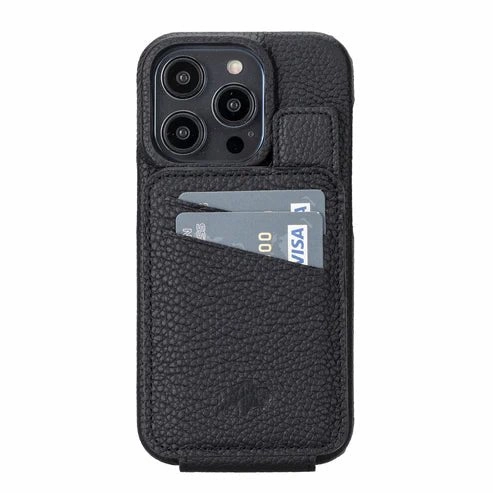 Rugged Protection Soft Design Edmonds Leather Snap-On Flip Wallet Case ?C iPhone 14 Pro (Pebble Black)