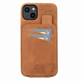 Edmonds Leather Snap-On Flip Wallet Case ?C iPhone 15 Plus (Golden Brown) high quality build Stylish Surface Design