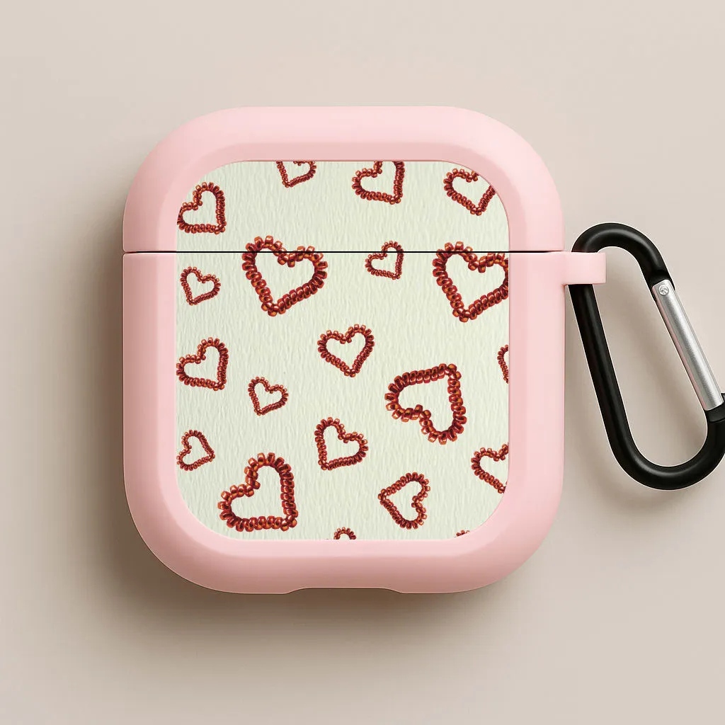 Elastic Hearts Pattern AirPods Case Trendy Carry Clip Durable Gadget Case