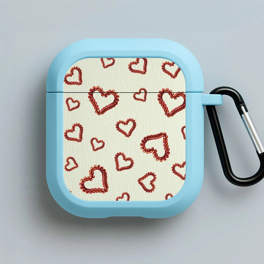 Elastic Hearts Pattern AirPods Case Fashion Tech Organizer Soft Smooth Texture