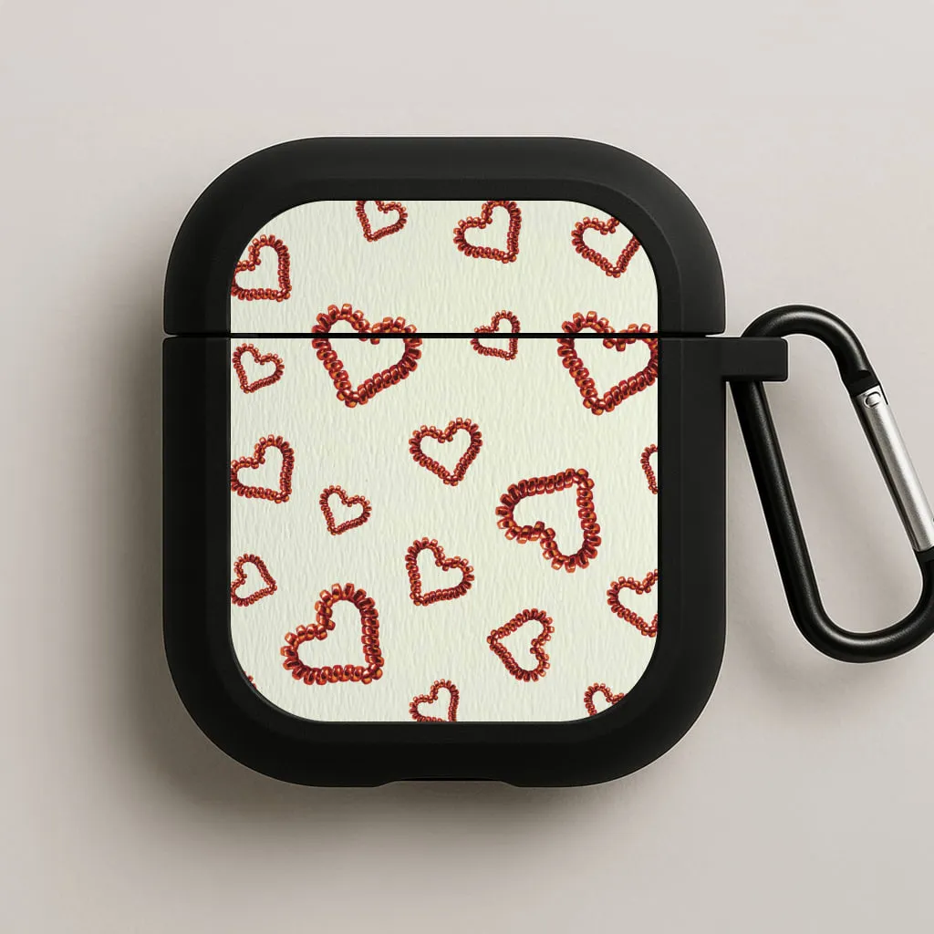 Elastic Hearts Pattern AirPods Case compact commuter pastel travel protector
