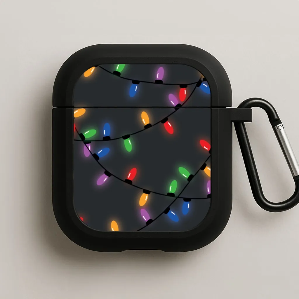 Compact Gadget Organizer eco vegan protector Rainbow Lights - Christmas Patterns AirPods Case
