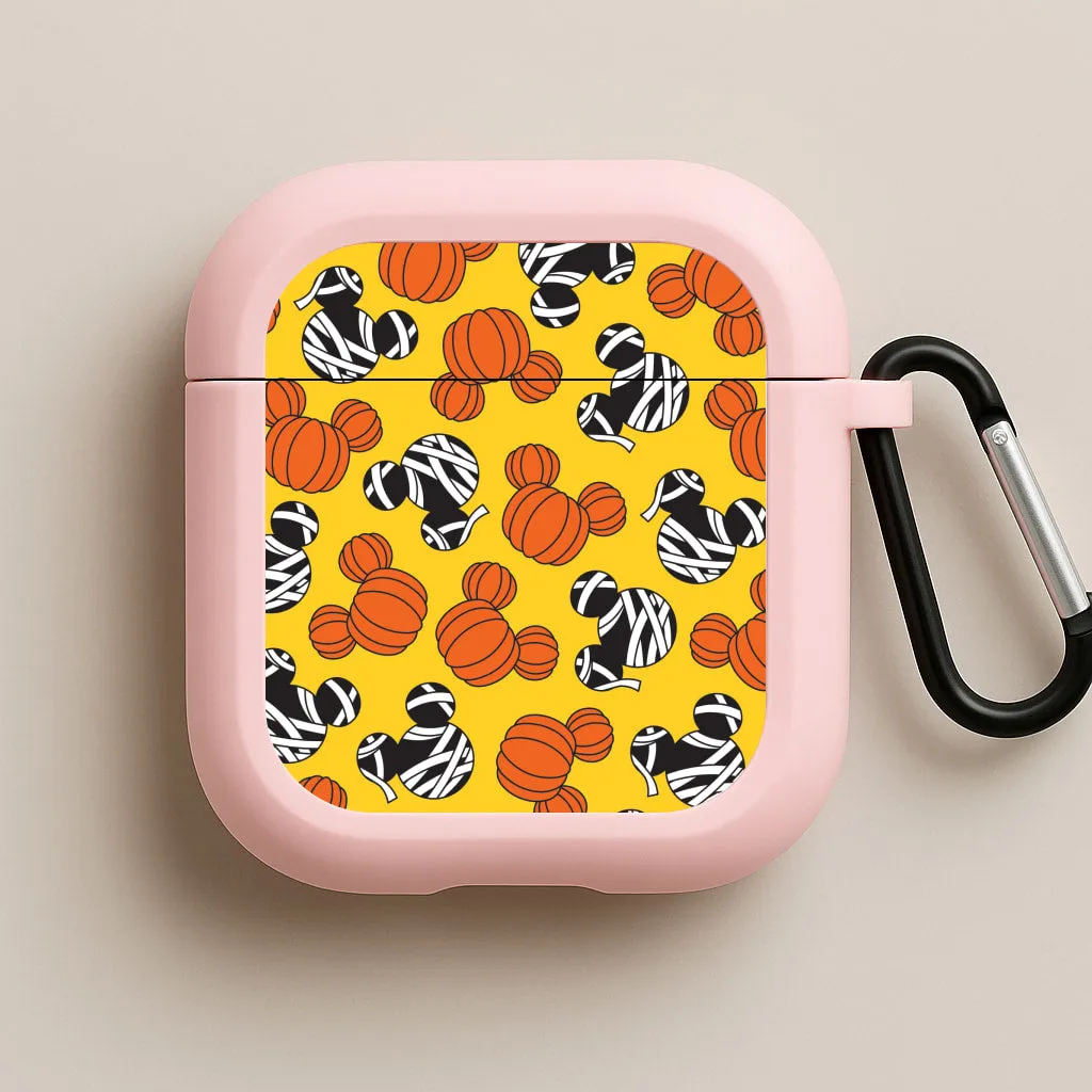 custom printed earbuds case durable commuter pastel airpods cover Pumpkin And Mummy Mouse Pattern AirPods Case