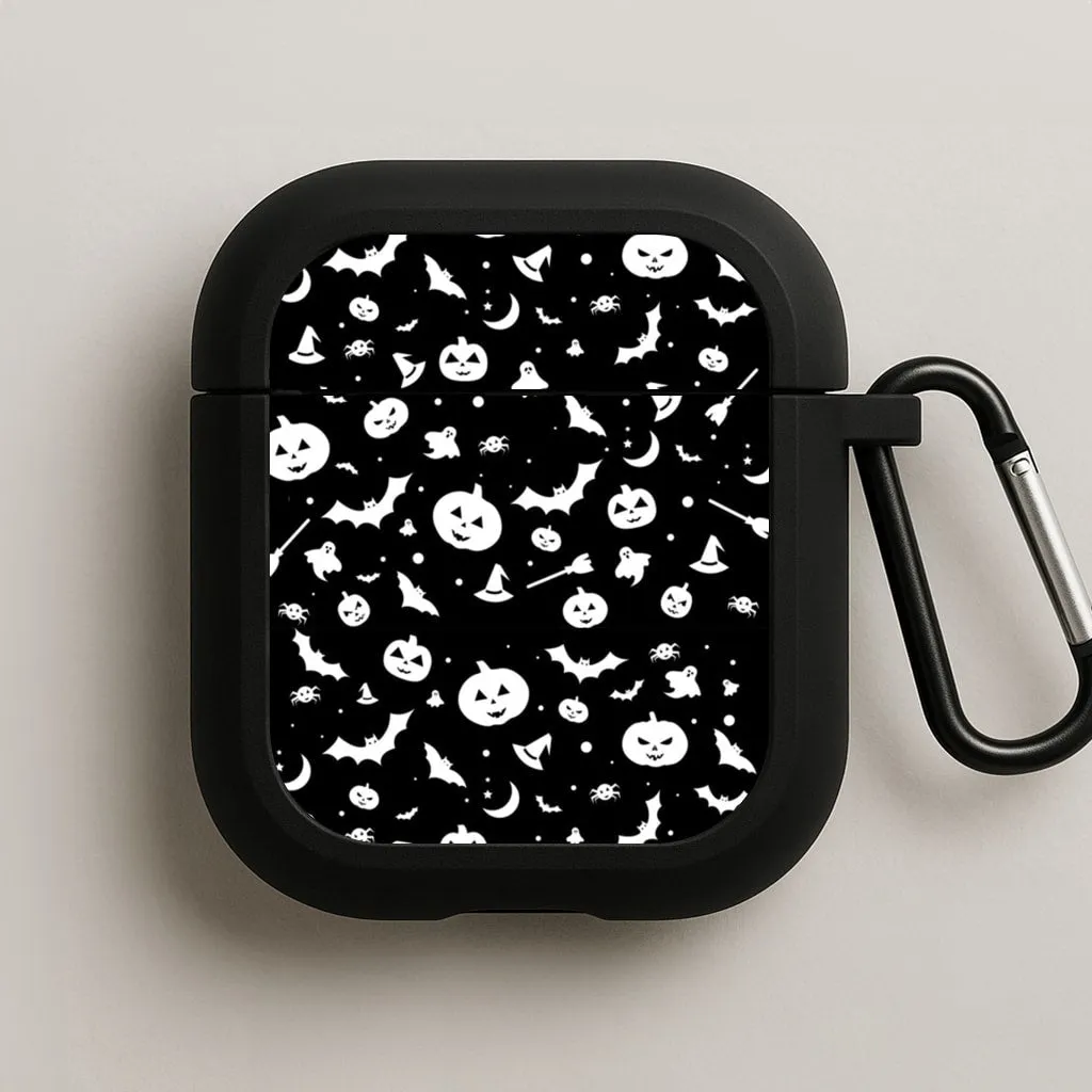 Bluetooth Earphones Protector water resistant travel protector Black and White Halloween Pattern AirPods Case