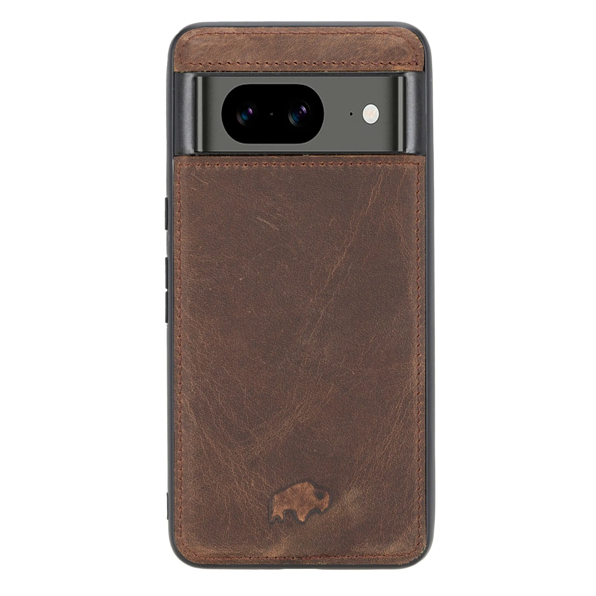 Soft edges York Leather Snap-On Case ?C Pixel 8, Distressed Coffee